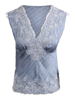 ERMANNO FIRENZE: gilet - Top Gilet Con Scollo A V E Ricamo In Pizzo