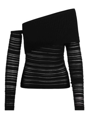 FEDERICA TOSI: crew necks - One-Shoulder Ribbed Sweater with Sleeve