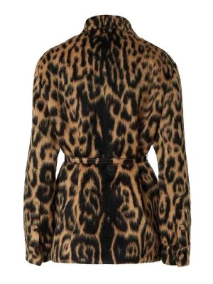 FENDI: casual jackets - Go-To Jacket In Leo Beige And Black Wool
