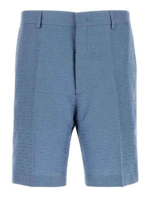 FENDI: Trousers Shorts - Shorts Linen Ff Jacq Allover Baia