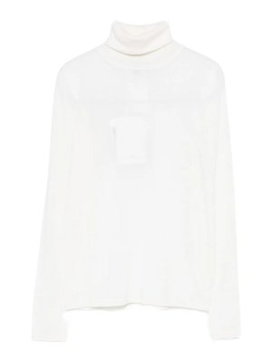 Max Mara: Strickpullover mit Rundhalsausschnitt - Rundhalspullover - Weiß