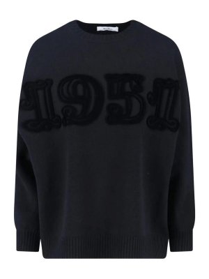 Max Mara: Strickpullover mit Rundhalsausschnitt - Rundhalspullover - Schwarz