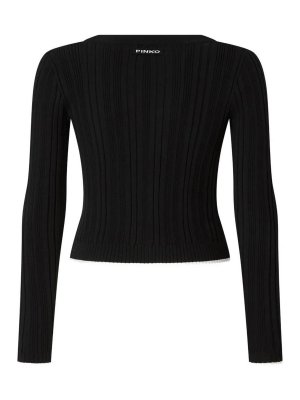 Pinko: Strickpullover mit Rundhalsausschnitt - Rundhalspullover - Schwarz