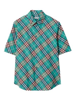 BURBERRY: shirts - M Casual Shirt Ss Atom Blue Ip Check