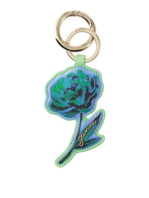 GANNI: key holders - Flower Keyring Stone Green
