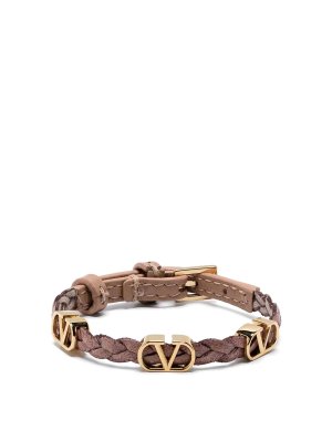VALENTINO GARAVANI: Bracciali e Braccialetti - Bracciale in Pelle Rosa Cannelle