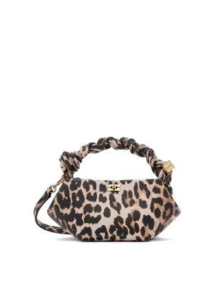 GANNI: cross body bags - Bou Mini Grained Printed Almond Milk