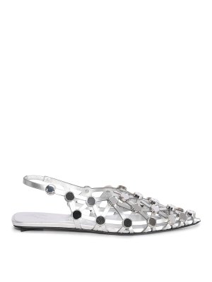 The Attico: flat shoes - Grid Ballerina Silver