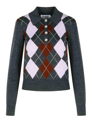 Self Portrait: Suéteres con cuello pico - Suéter Cuello Redondo - Gris