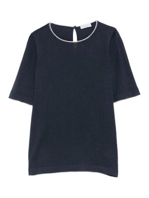 BRUNELLO CUCINELLI: Strickpullover mit Rundhalsausschnitt - Rundhalspullover - Blau