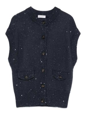 BRUNELLO CUCINELLI: Gilets tricot - Gilet - Bleu