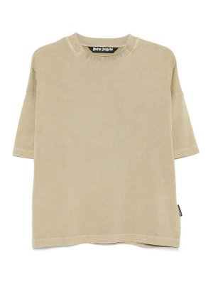 Palm Angels: t-shirts - `Curved Logo` Loose Collar T-Shirt