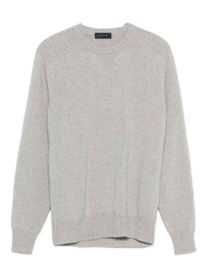 SEASE: Strickpullover mit Rundhalsausschnitt - Rundhalspullover - Hellgrau