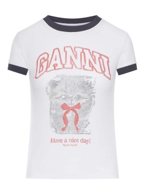 GANNI: T-shirts - T-Shirt - Weiß