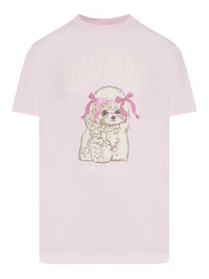 GANNI: t-shirts - Jersey T-Shirt With Front Print