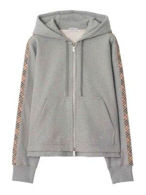 BURBERRY: Sweatshirts & Sweaters - Check Detail Cotton Hoodie