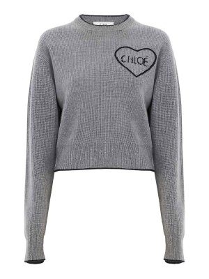 CHLOE': Strickpullover mit Rundhalsausschnitt - Rundhalspullover - Grau