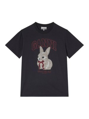 GANNI: Camisetas - Camiseta - Negro