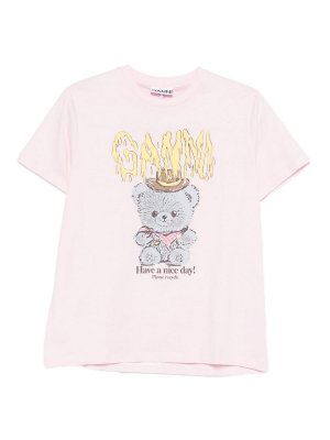 GANNI: Camisetas - Camiseta - Color Carne Y Neutral