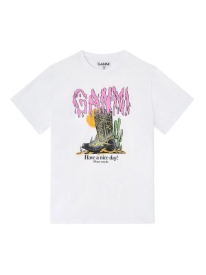 GANNI: T-shirts - T-Shirt - Blanc