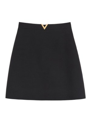 VALENTINO GARAVANI: Knee length skirts & Midi - Vlogo Signature Wool And Silk Skirt