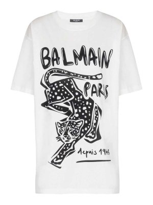 Balmain: t-shirts - Leopard Print T-Shirt