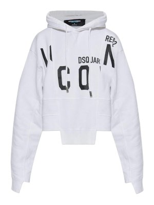 DSQUARED2: Sweatshirts & Sweaters - Cotton Cropped Hoodie