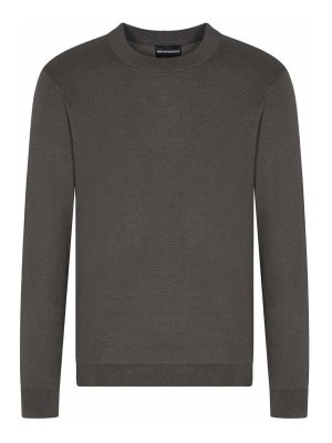 EMPORIO ARMANI: Strickpullover mit Rundhalsausschnitt - Rundhalspullover - Grau