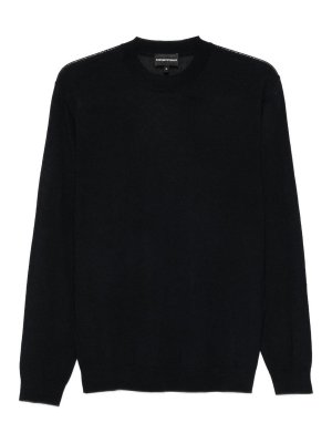 EMPORIO ARMANI: Strickpullover mit Rundhalsausschnitt - Rundhalspullover - Blau