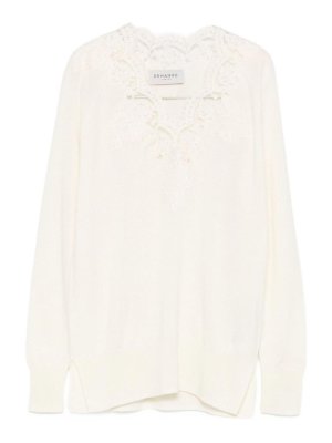 ERMANNO FIRENZE: Strickpullover mit V-Ausschnitt - V-Pullover - Beige