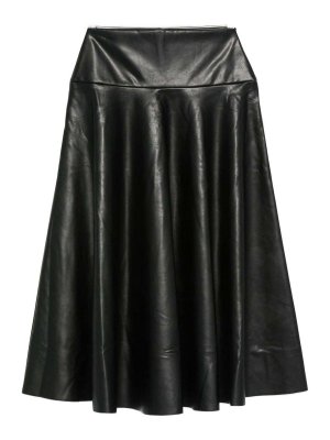Norma Kamali: Knee length skirts & Midi - Faux-Leather Skirt