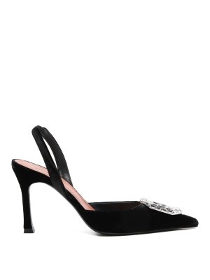 AMINA MUADDI: court shoes - Camelia Velvet Slingback Pumps