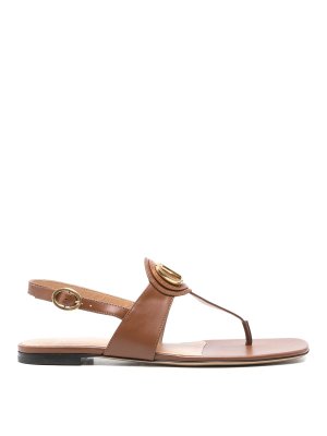 VALENTINO GARAVANI: sandali - Sandali infradito in pelle con firma Vlogo