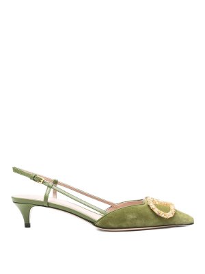 VALENTINO GARAVANI: court shoes - Vlogo Signature Velvet Slingback Pumps
