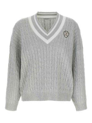 BRUNELLO CUCINELLI: Strickpullover mit Rundhalsausschnitt - Rundhalspullover - Grau