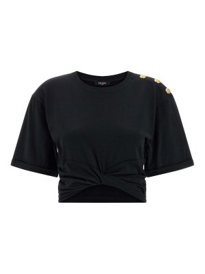 Balmain: t-shirts - Knotted Crop T-Shirt