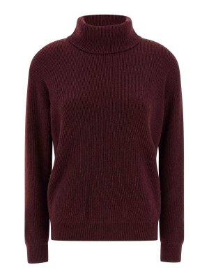 BRUNELLO CUCINELLI: Strickpullover mit Rundhalsausschnitt - Rundhalspullover - Dunkelrot