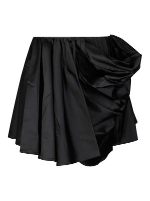 GANNI: mini skirts - Technical Stretch Satin Draped Mini Skirt