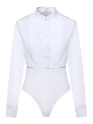 Alaïa: Tops & Tank tops - Cotton Poplin Bodysuit
