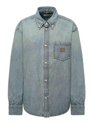 MIU MIU: shirts - Chambray Shirt With Logo