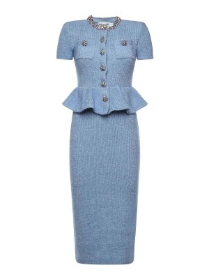 Self Portrait: ニーレングスドレス - 膝丈ドレス - ブルー