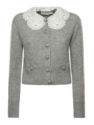 Self Portrait: cardigans - Cardigan With Lace Collar