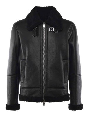 GIULIANO GALIANO: leather jacket - Chicago Leather Shearling Jacket