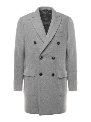 FAY: knee length coats - Double-Breasted Wool Jersey Coat