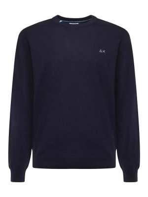 SUN 68: Strickpullover mit Rundhalsausschnitt - Rundhalspullover - Blau