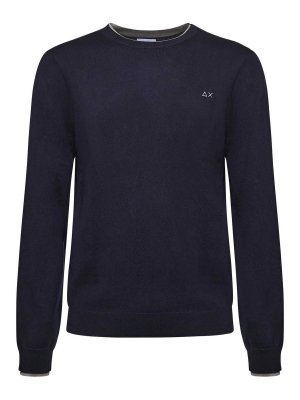 SUN 68: Strickpullover mit Rundhalsausschnitt - Rundhalspullover - Blau
