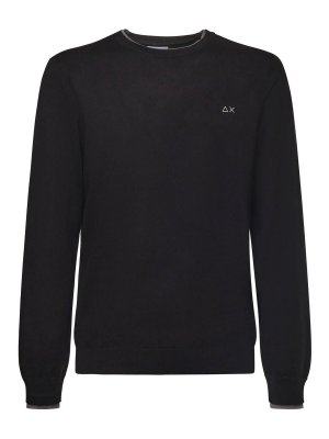 SUN 68: Strickpullover mit Rundhalsausschnitt - Rundhalspullover - Schwarz