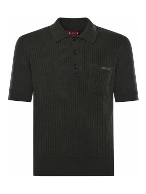 GUCCI: polo shirts - Ribbed Wool And Cashmere Polo Shirt
