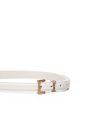 SAINT LAURENT: belts - Cassandre Slim Leather Belt