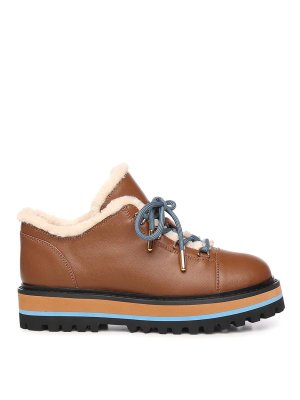 COCCINELLE: stivali - Desert Boot In Pelle E Pelliccia Sintetica